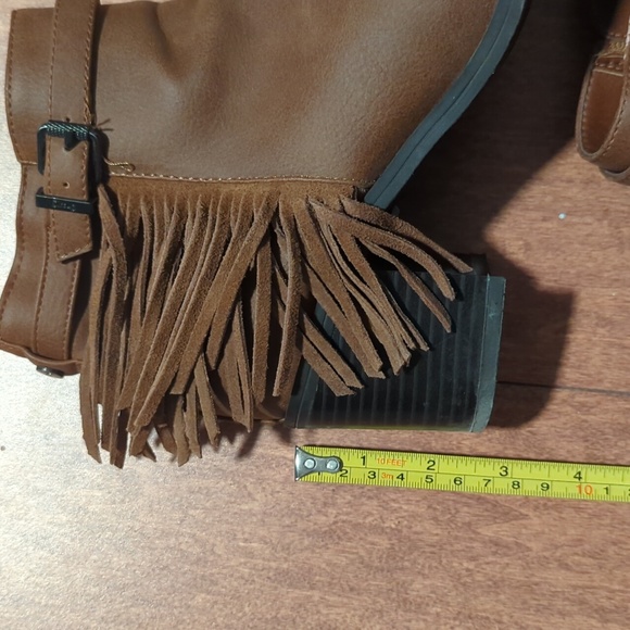 Circus by Sam Edelman Jolie Brown Leather Fringe Booties, size 8.5 - Picture 5 of 6